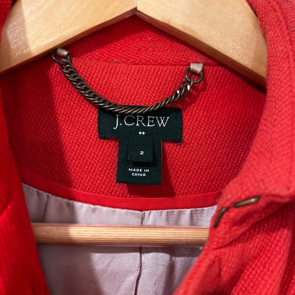 Vintage J. Crew Red Wool Blend Button Front Coat Women's Size 2 Preppy Classic - Picture 5 of 10